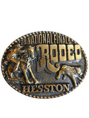 1978 Rodeo Belt Buckle Hesston National Finals Cowboy Calf Roper Oklahoma Horse